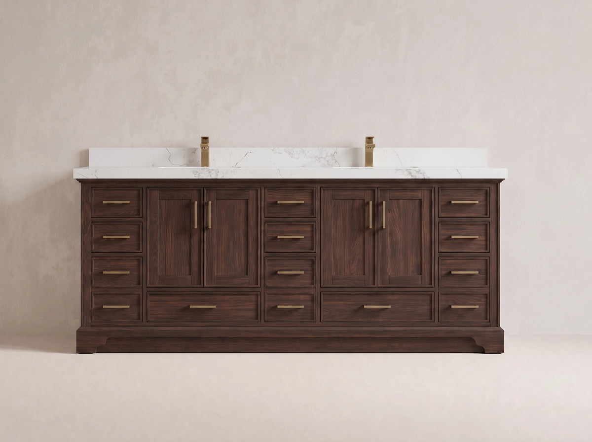 Charlotte Teak Wood 84 in. W x 22 in. D Double Sink Bathroom Vanity