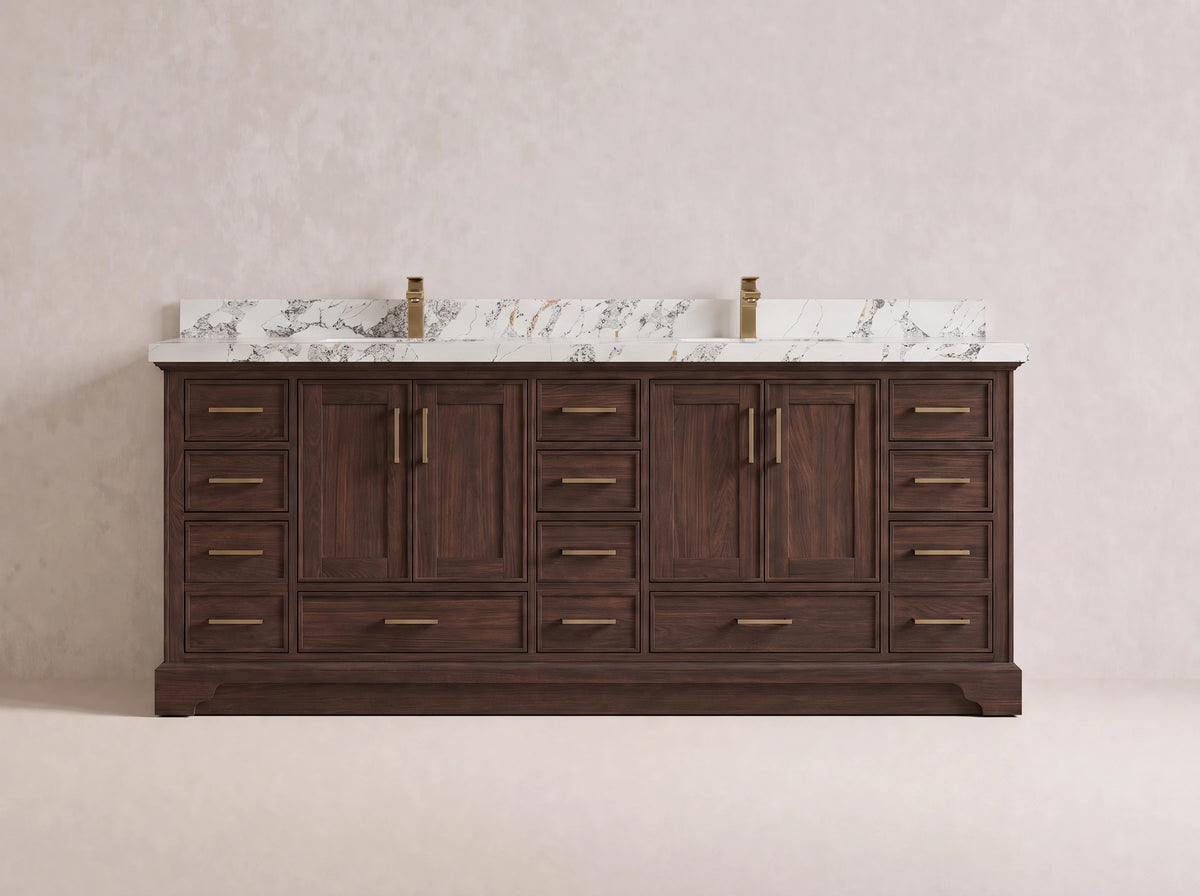 Charlotte Teak Wood 84 in. W x 22 in. D Double Sink Bathroom Vanity