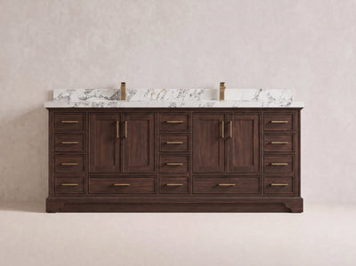 Charlotte Teak Wood 84 in. W x 22 in. D Double Sink Bathroom Vanity