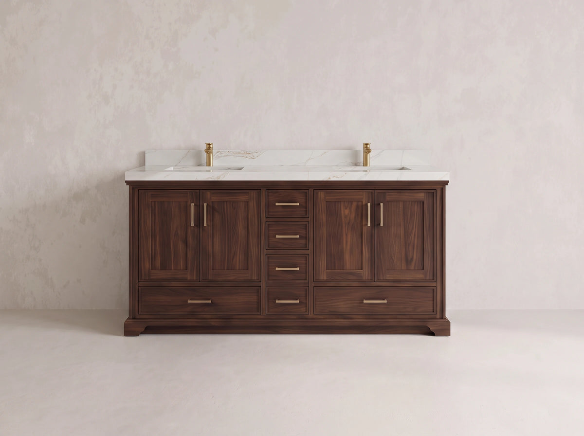 Charlotte Teak Wood 72 in. W x 22 in. D Double Sink Bathroom Vanity