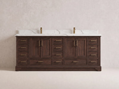 Charlotte Teak Wood 84 in. W x 22 in. D Double Sink Bathroom Vanity