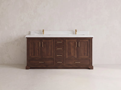 Charlotte Teak Wood 72 in. W x 22 in. D Double Sink Bathroom Vanity