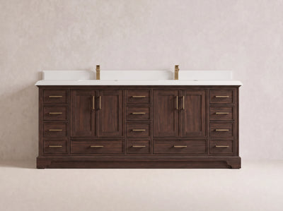Charlotte Teak Wood 84 in. W x 22 in. D Double Sink Bathroom Vanity