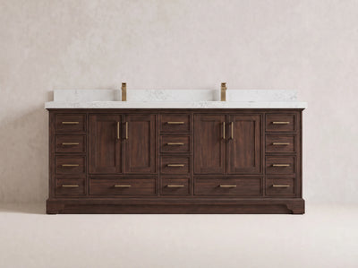 Charlotte Teak Wood 84 in. W x 22 in. D Double Sink Bathroom Vanity