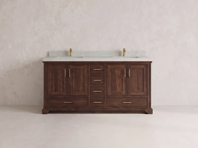 Charlotte Teak Wood 72 in. W x 22 in. D Double Sink Bathroom Vanity