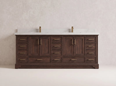 Charlotte Teak Wood 84 in. W x 22 in. D Double Sink Bathroom Vanity