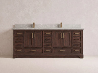 Charlotte Teak Wood 84 in. W x 22 in. D Double Sink Bathroom Vanity