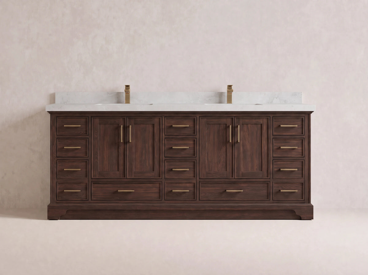 Charlotte Teak Wood 84 in. W x 22 in. D Double Sink Bathroom Vanity