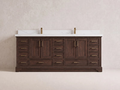 Charlotte Teak Wood 84 in. W x 22 in. D Double Sink Bathroom Vanity