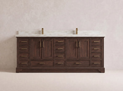Charlotte Teak Wood 84 in. W x 22 in. D Double Sink Bathroom Vanity