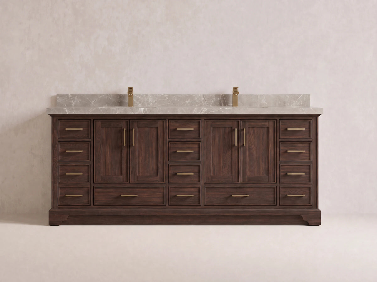Charlotte Teak Wood 84 in. W x 22 in. D Double Sink Bathroom Vanity