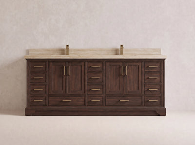 Charlotte Teak Wood 84 in. W x 22 in. D Double Sink Bathroom Vanity