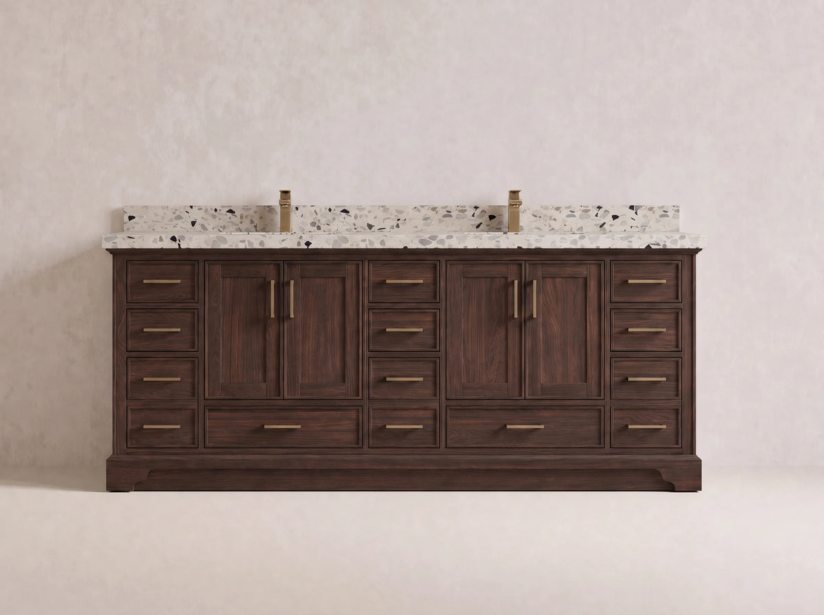 Charlotte Teak Wood 84 in. W x 22 in. D Double Sink Bathroom Vanity