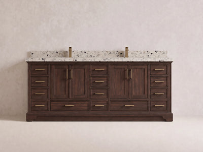 Charlotte Teak Wood 84 in. W x 22 in. D Double Sink Bathroom Vanity