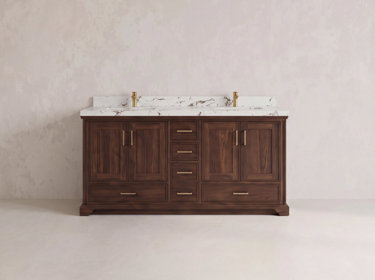 Charlotte Teak Wood 72 in. W x 22 in. D Double Sink Bathroom Vanity