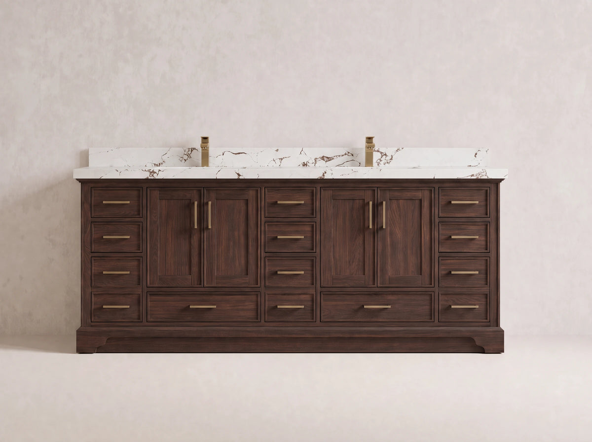 Charlotte Teak Wood 84 in. W x 22 in. D Double Sink Bathroom Vanity