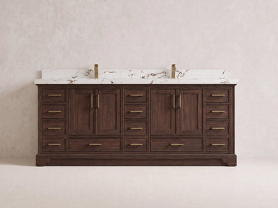 Charlotte Teak Wood 84 in. W x 22 in. D Double Sink Bathroom Vanity