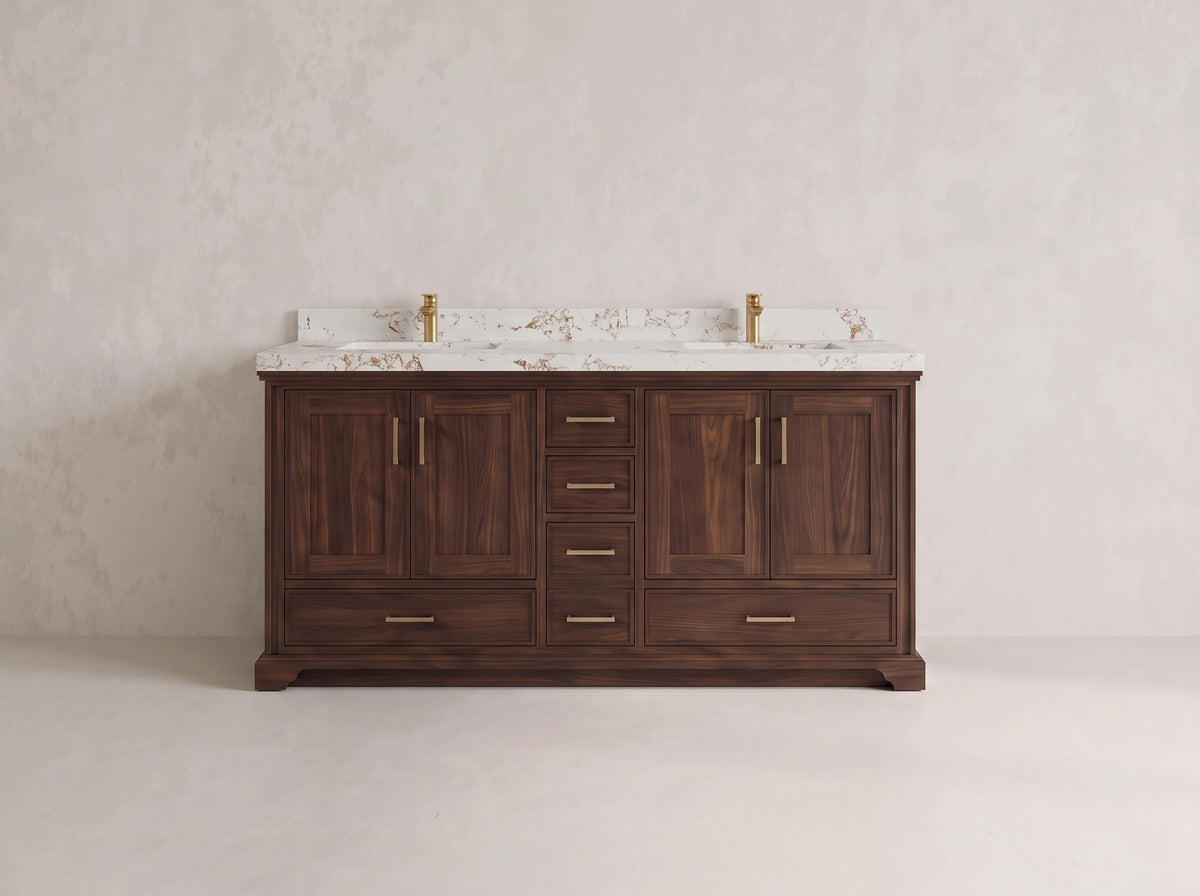 Charlotte Teak Wood 72 in. W x 22 in. D Double Sink Bathroom Vanity