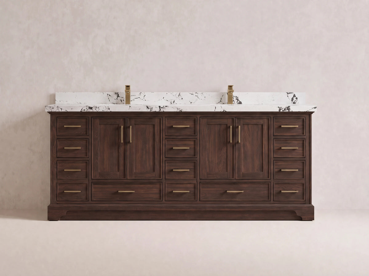 Charlotte Teak Wood 84 in. W x 22 in. D Double Sink Bathroom Vanity