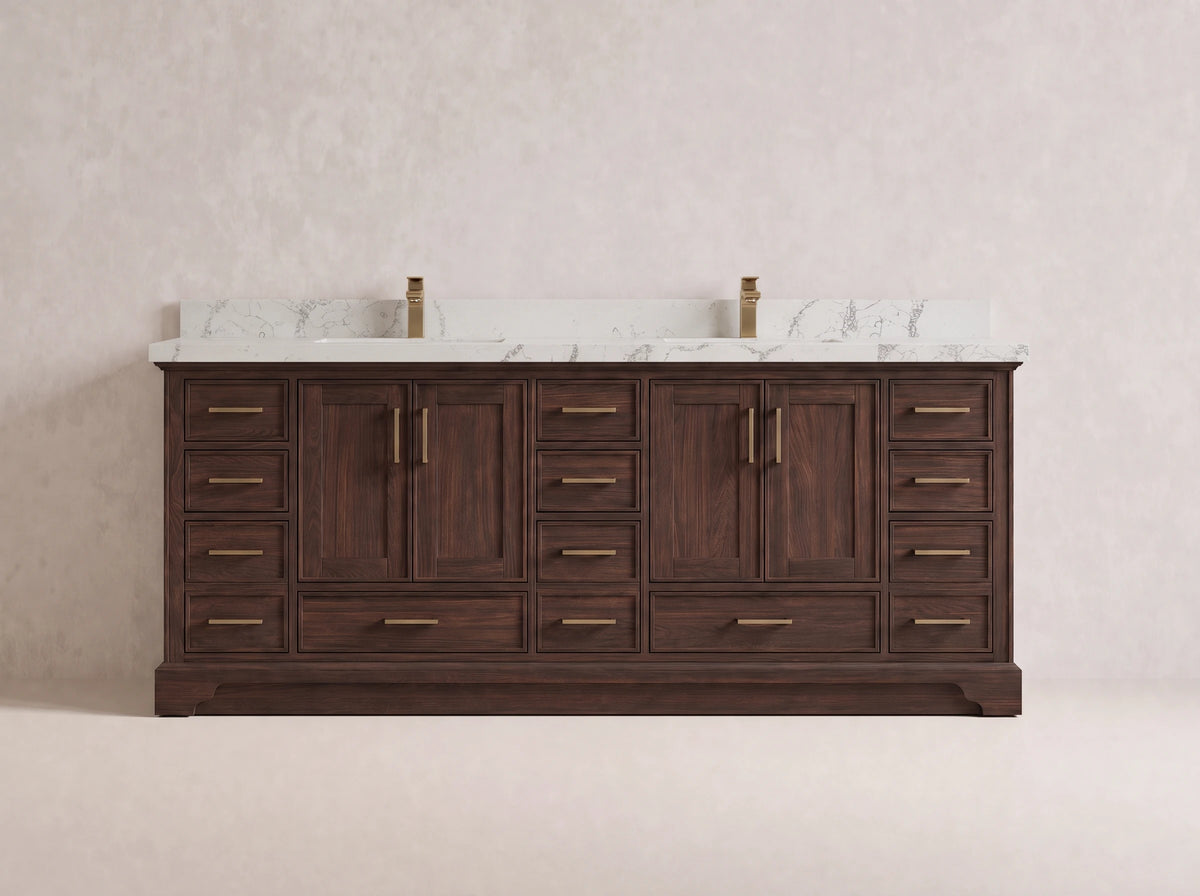 Charlotte Teak Wood 84 in. W x 22 in. D Double Sink Bathroom Vanity