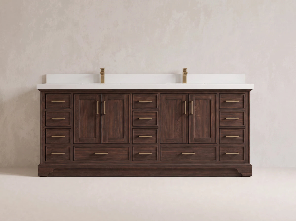 Charlotte Teak Wood 84 in. W x 22 in. D Double Sink Bathroom Vanity