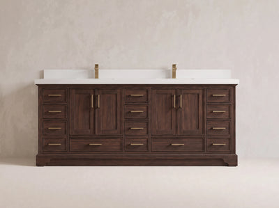 Charlotte Teak Wood 84 in. W x 22 in. D Double Sink Bathroom Vanity