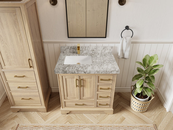 Charlotte White Oak 36 in. W x 22 in. D Left Offset Sink Bathroom Vanity - photo 26