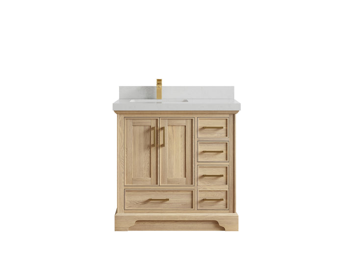 Charlotte White Oak 36 in. W x 22 in. D Left Offset Sink Bathroom Vanity - photo 29