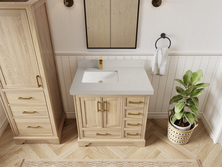 Charlotte White Oak 36 in. W x 22 in. D Left Offset Sink Bathroom Vanity - photo 28