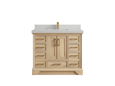 Charlotte White Oak 42 in. W x 22 in. D Single Sink Bathroom Vanity with 2 in Carrara Quartz Countertop