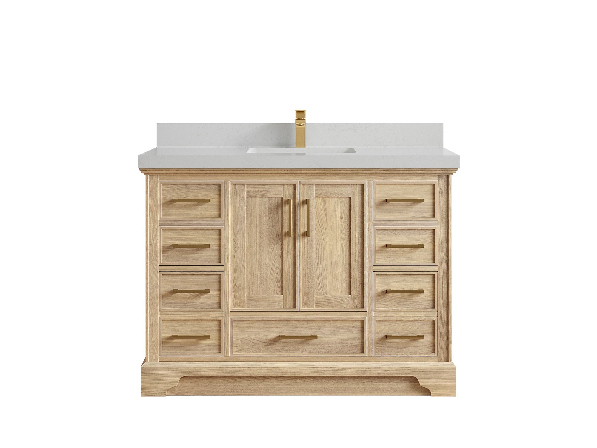 Charlotte White Oak 48 in. W x 22 in. D Single Sink Bathroom Vanity with 2 in Carrara Quartz Countertop