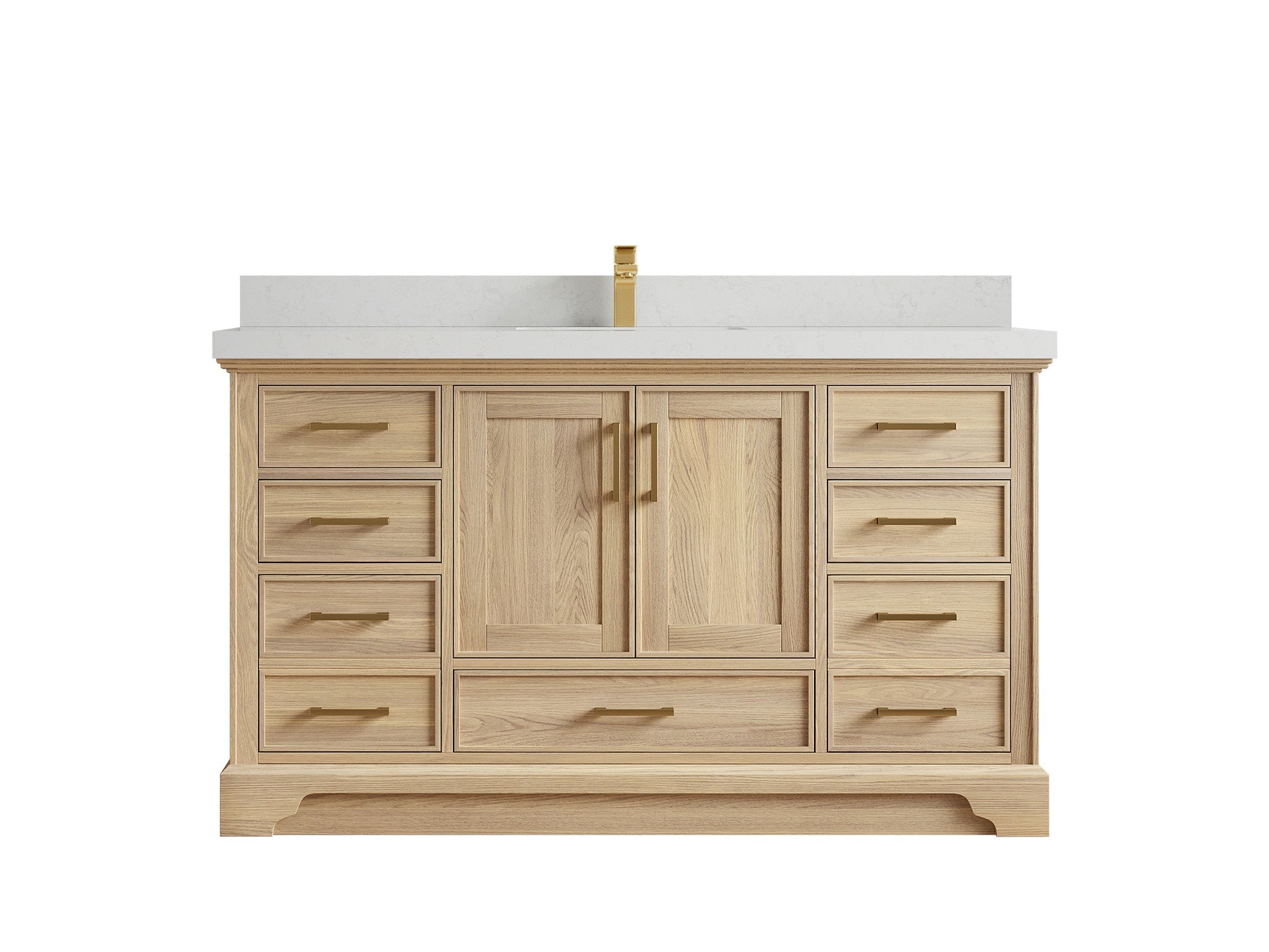 Charlotte White Oak 60 in. W x 22 in. D Single Sink Bathroom Vanity with 2 in Carrara Quartz Countertop