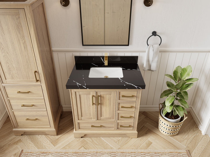 Charlotte White Oak 36 in. W x 22 in. D Center Sink Bathroom Vanity - photo 28
