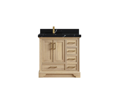 Charlotte White Oak 36 in. W x 22 in. D Left Offset Sink Bathroom Vanity