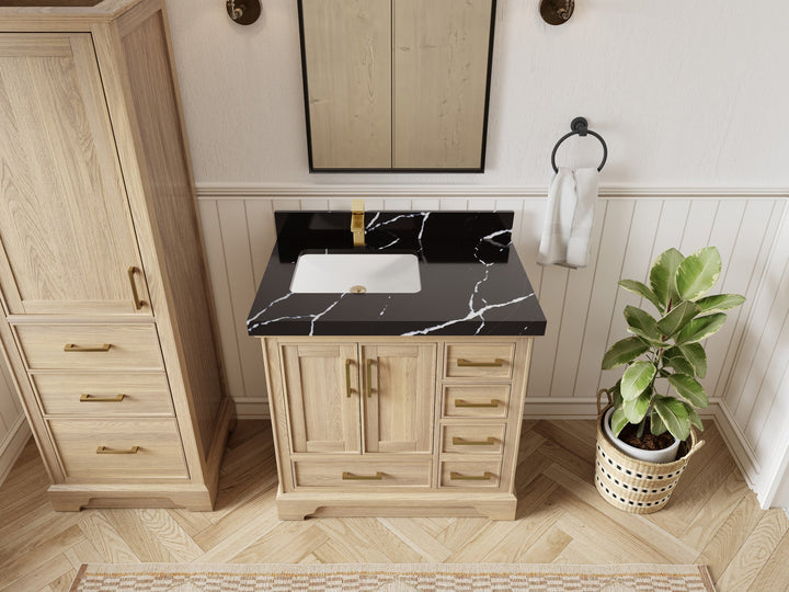 Charlotte White Oak 36 in. W x 22 in. D Left Offset Sink Bathroom Vanity - photo 14