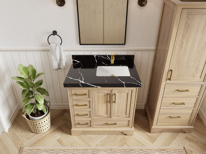 Charlotte White Oak 36 in. W x 22 in. D Right Offset Sink Bathroom Vanity - photo 9