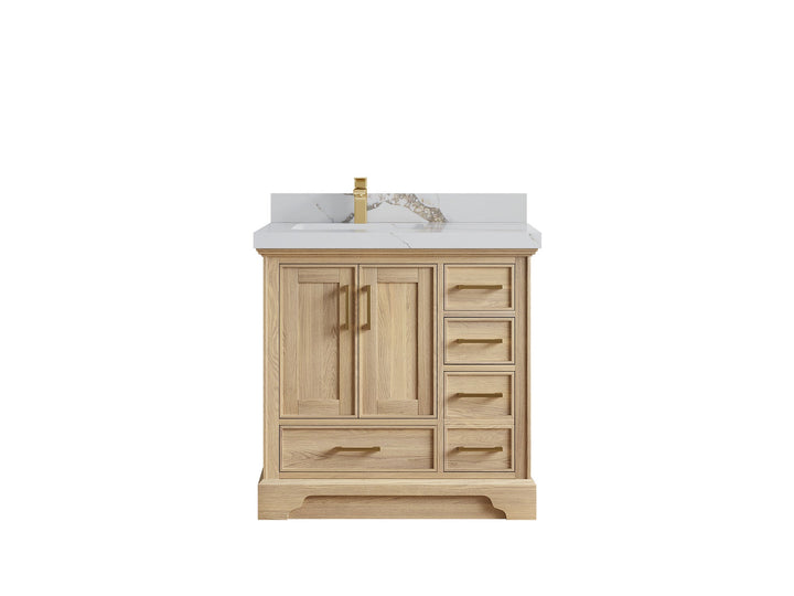 Charlotte White Oak 36 in. W x 22 in. D Left Offset Sink Bathroom Vanity - photo 7