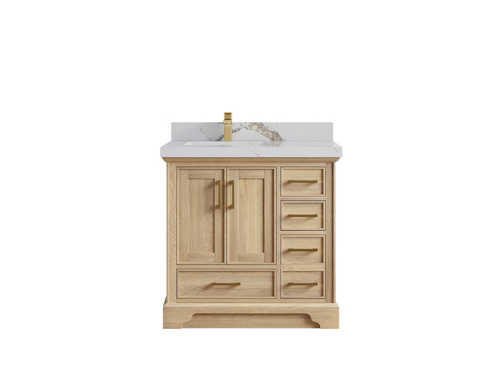 Charlotte White Oak 36 in. W x 22 in. D Left Offset Sink Bathroom Vanity - photo 17
