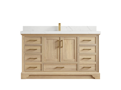 Charlotte White Oak 60 in. W x 22 in. D Single Sink Bathroom Vanity - Willow Bath and Vanity