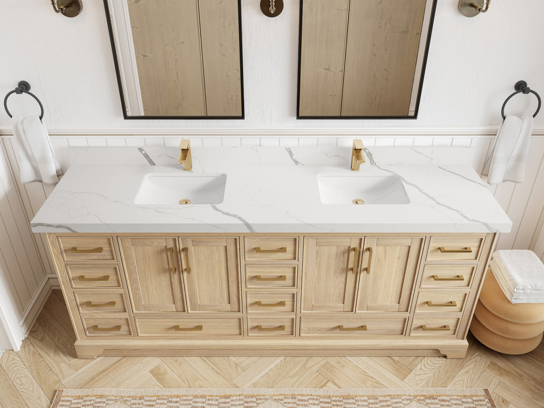Charlotte White Oak 84 in. W x 22 in. D Double Sink Bathroom Vanity