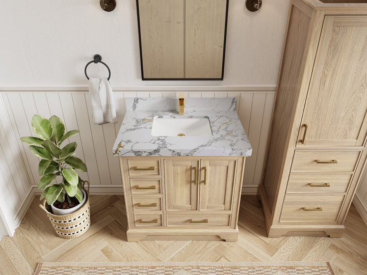 Charlotte White Oak 36" W x 22" D Center Sink Vanity for Sophisticated Bathrooms - photo 8