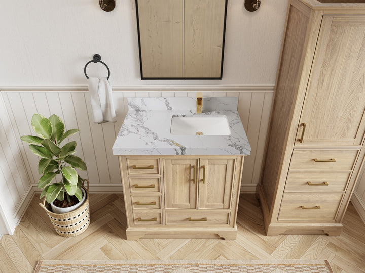 Charlotte White Oak 36 in. W x 22 in. D Right Offset Sink Bathroom Vanity - photo 17
