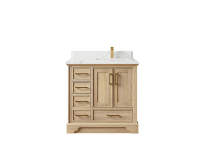 Charlotte White Oak 36 in. W x 22 in. D Right Offset Sink Bathroom Vanity
