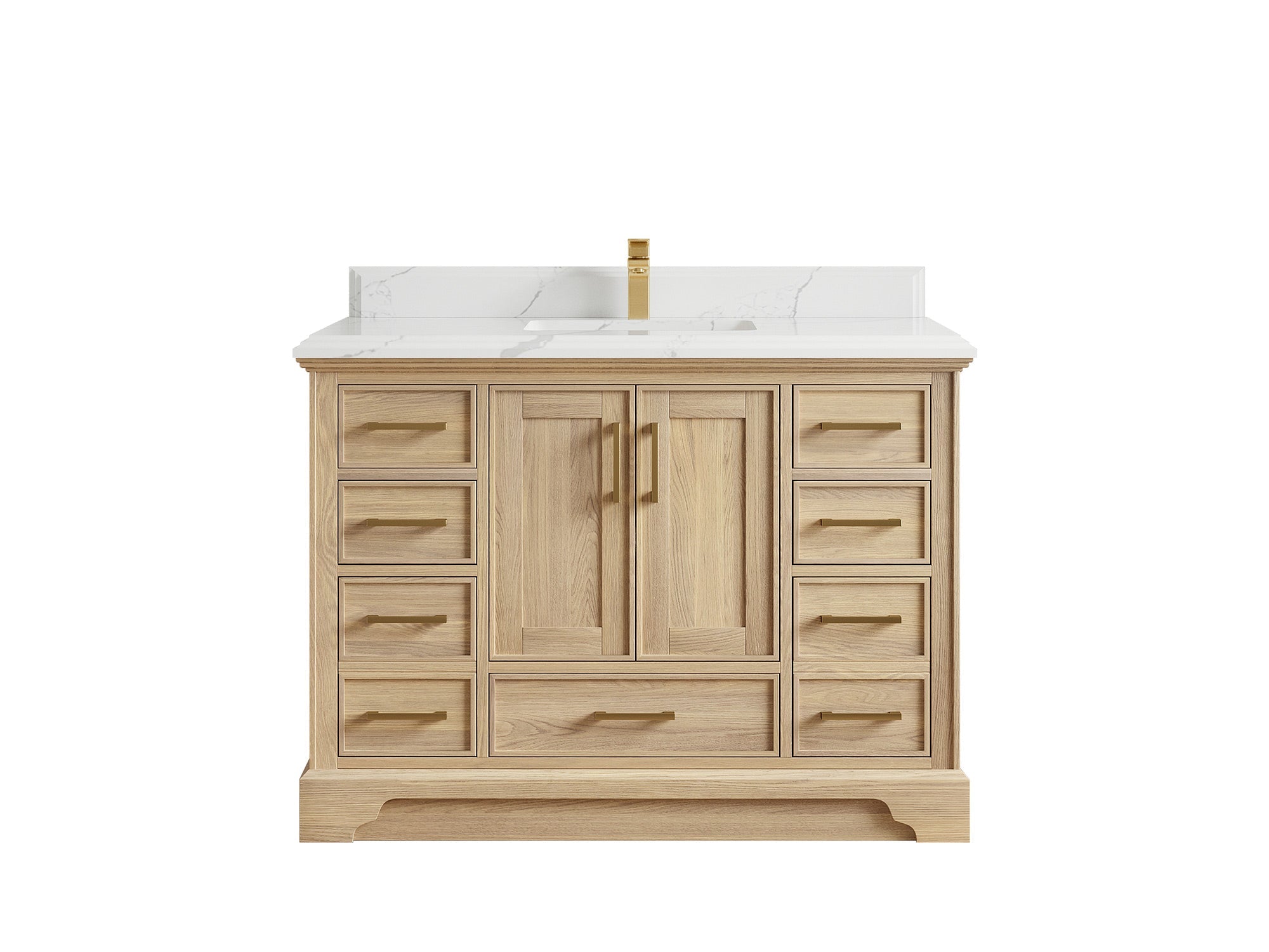 Charlotte White Oak 48 in. W x 22 in. D Single Sink Bathroom Vanity with 1.5 in Calacatta Laza Quartz Countertop