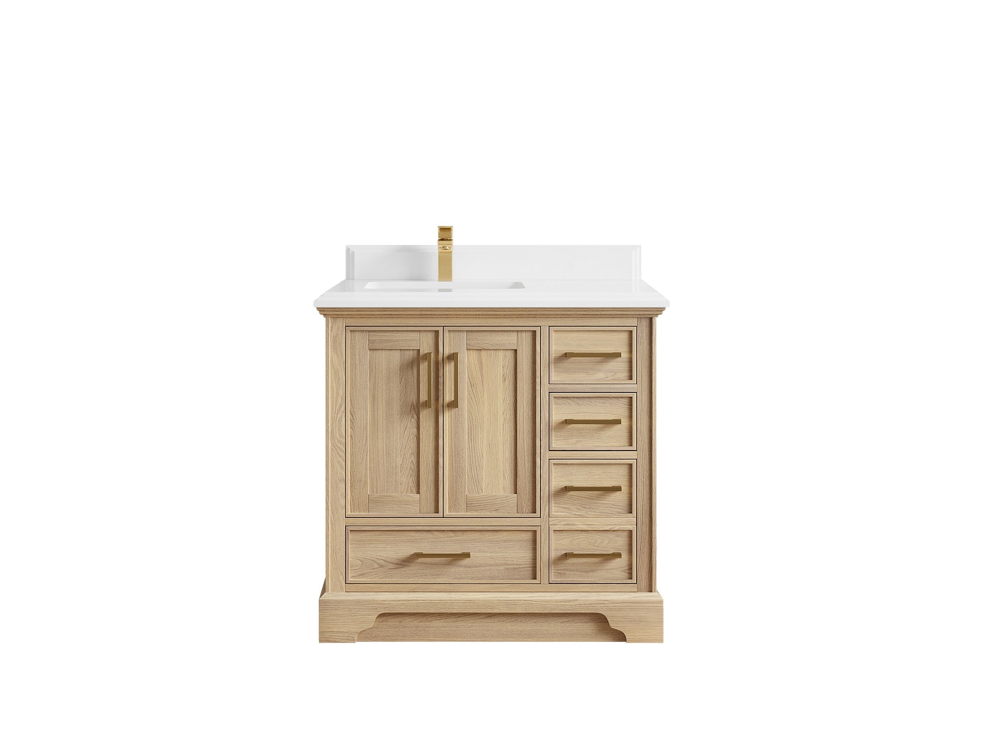 Charlotte White Oak 36 in. W x 22 in. D Left Offset Sink Bathroom Vanity