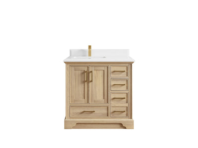 Charlotte White Oak 36 in. W x 22 in. D Left Offset Sink Bathroom Vanity