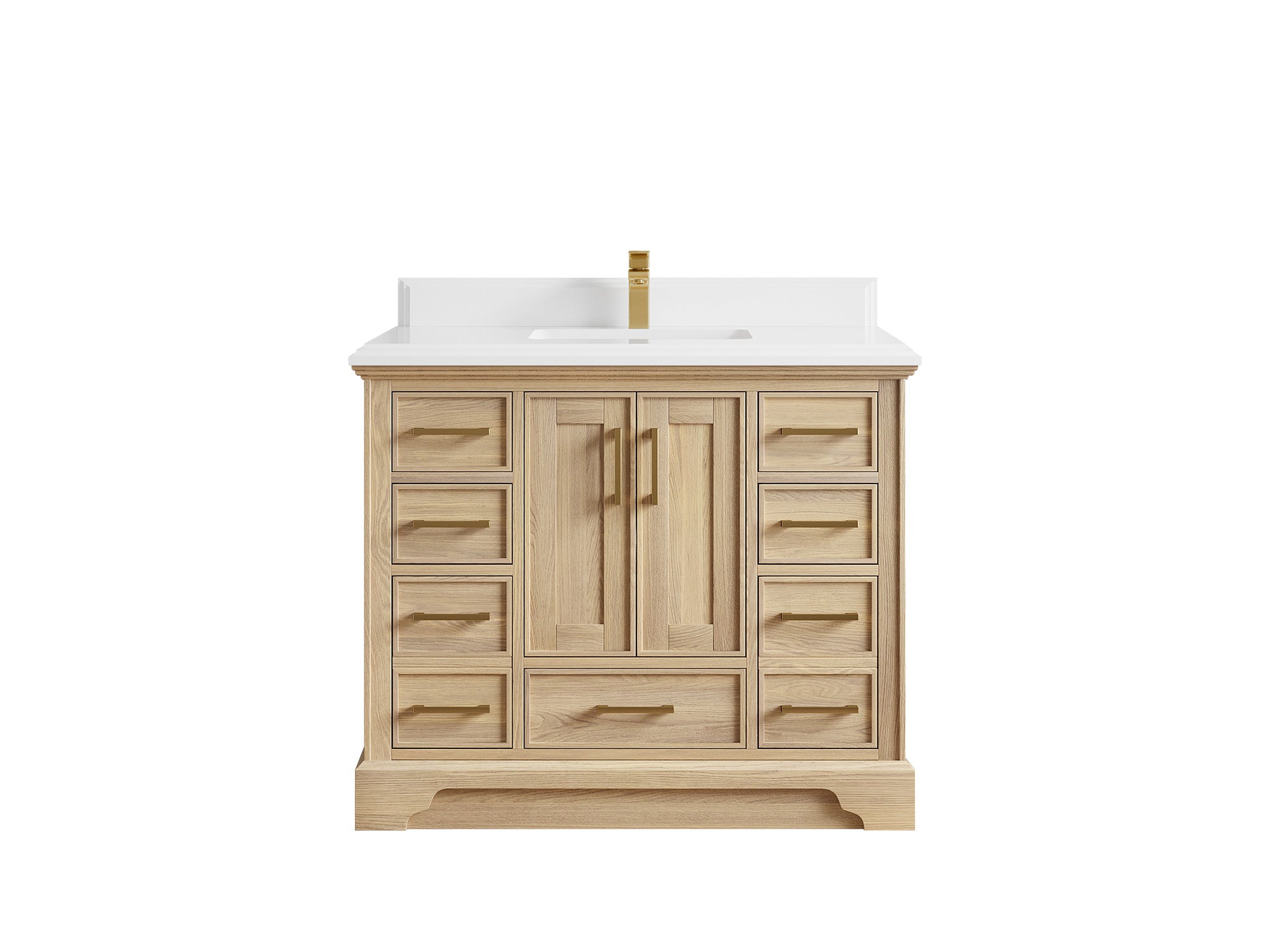 Charlotte White Oak 42 in. W x 22 in. D Single Sink Bathroom Vanity with 1.5 in White Quartz Countertop