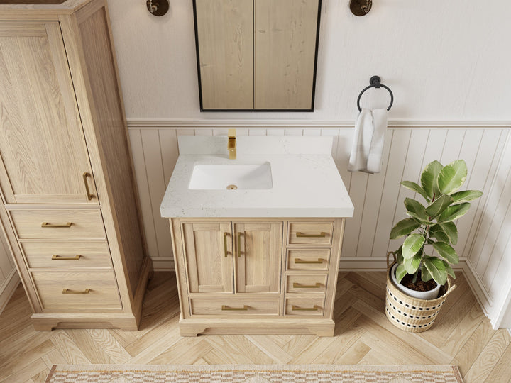 Charlotte White Oak 36 in. W x 22 in. D Left Offset Sink Bathroom Vanity - photo 36