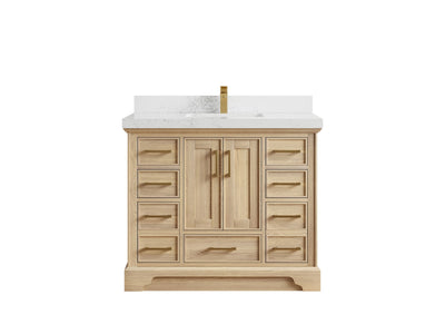 Charlotte White Oak 42 in. W x 22 in. D Single Sink Bathroom Vanity with 2 in Empira White Quartz Countertop