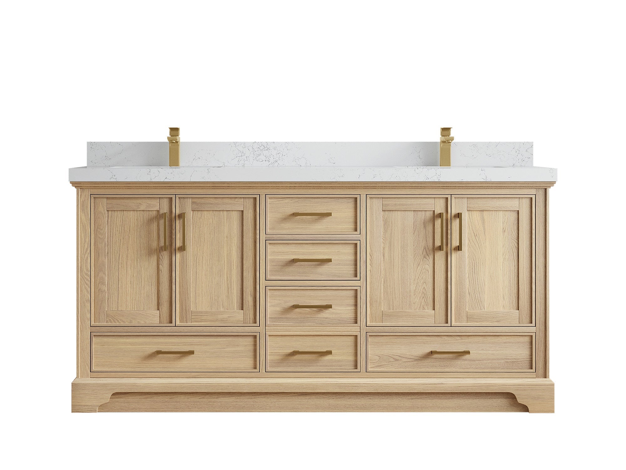 Charlotte White Oak 72 in. W x 22 in. D Double Sink Bathroom Vanity with 2 in Empira White Quartz Countertop